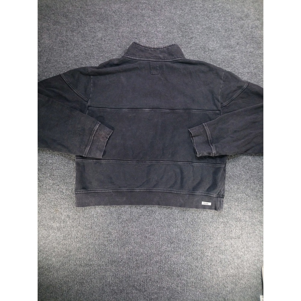 Vans Mens Large Quarter Zip Pullover Sweatshirt Black Gray Washed Fleece Logo - Picture 2 of 6